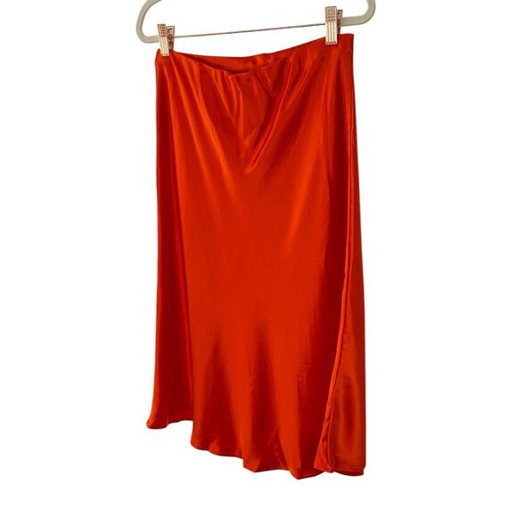 NONchalant Label Kiana Skirt Hi Low Satin Pull On Side Slit Orange Size Medium - Picture 7 of 10